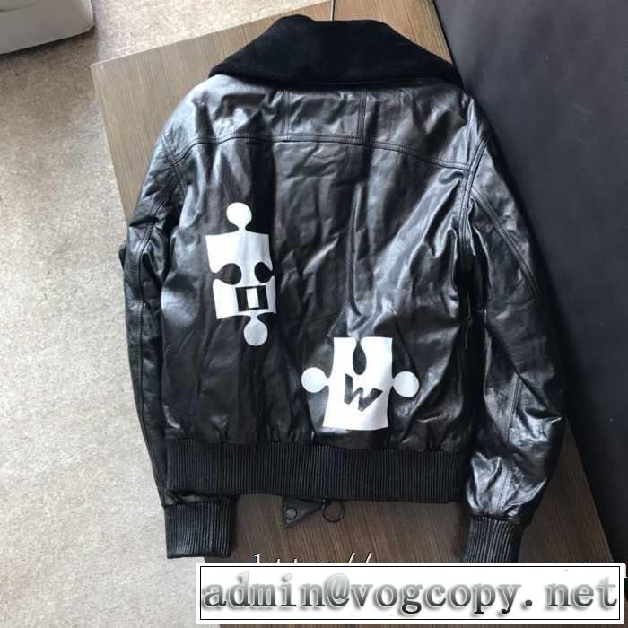 おしゃれの人気色オフホワイト ジャケット 着こなし 高品質OFF-WHITE 2019-2020年のトレンド レザージャケット エレガント