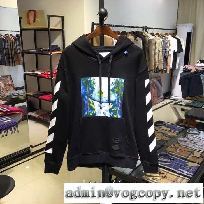男女兼用パーカーおすすめオフホワイトコピーOFF WHITE DIAG WATERFALL OVER HOODIEスウェットシャツホワイト2019AW新作