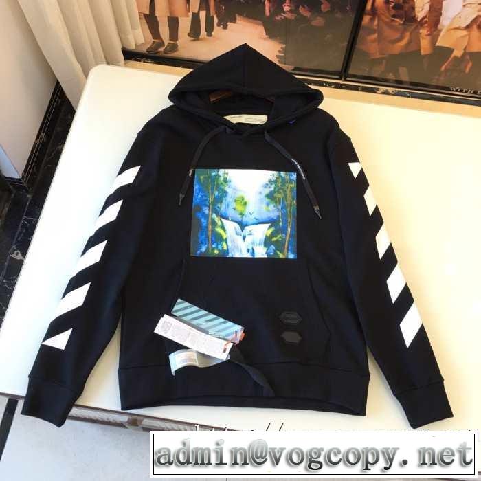 男女兼用パーカーおすすめオフホワイトコピーOFF WHITE DIAG WATERFALL OVER HOODIEスウェットシャツホワイト2019AW新作