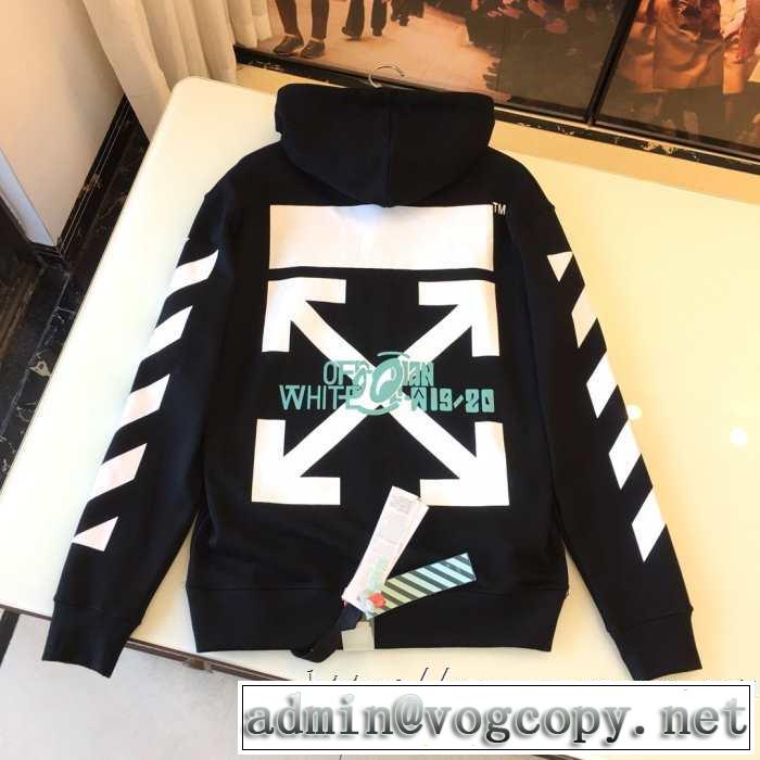 男女兼用パーカーおすすめオフホワイトコピーOFF WHITE DIAG WATERFALL OVER HOODIEスウェットシャツホワイト2019AW新作