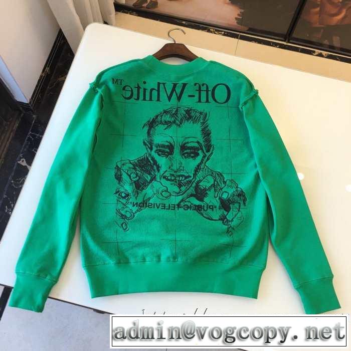 OFF WHITE パーカーパブリック テレビジョン スウェットシャツ おすすめ 長袖Tシャツ オフホワイト激安着こなし秋冬定番商品