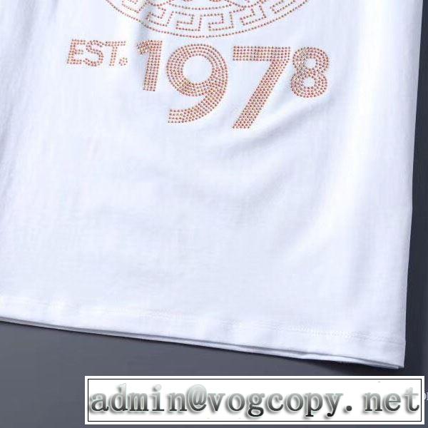 2020新作VERSACEコレクションEMBELLISHED MEDUSA LOGO T-SHIRT ヴェルサーチ コピーお洒落メンズコーデ半袖トップス
