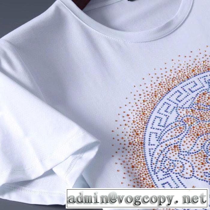2020新作登場ヴェルサーチ コピーVERSACEメンズ トレンド エンベリッシュド メドゥーサ ロゴ TシャツA79160-A224620