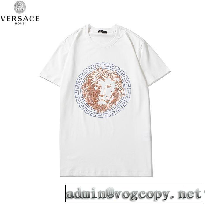 限定アイテム2020ヴェルサーチ Ｔシャツ コピーVERSACEコレクション メンズ トレンドコットンクルーネック白Ｔシャツ