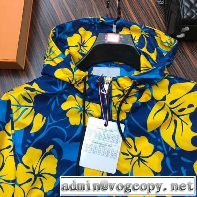 人気が熱くモンクレール ジャケット メンズMONCLER 2020春限定新作 きれいめ 着こなしカジュアル花柄プリントジップパーカー