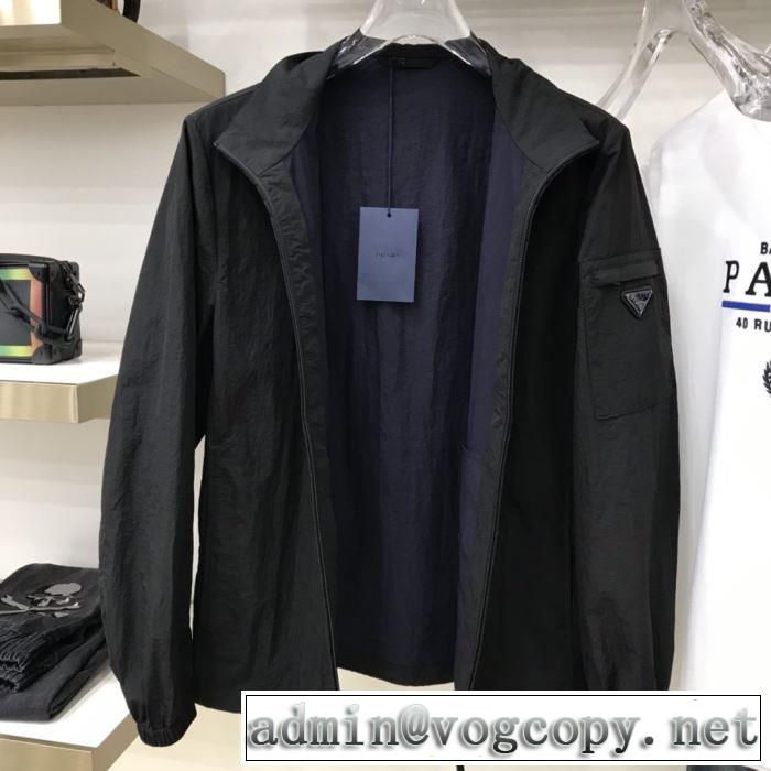 2020SS数量限定プラダ コピー ジャケットPRADA春夏コレクション 大人の品格漂う 防寒性抜群カジュアルなウィンドブレーカー 黒