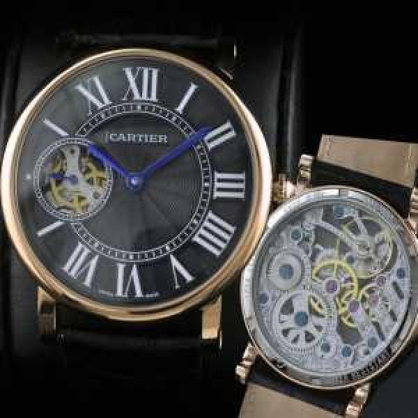半自動卷  CARTIER カルティエ 男性用腕時計 日本製クオーツ 2針  44mm  メンズ腕時計