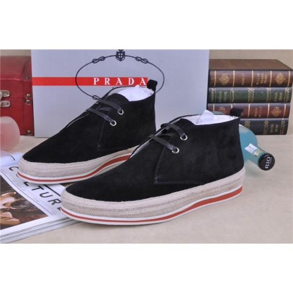 SALE開催 2026-14秋冬 PRADA プラダ ショートブーツ スエード 靴 BLACK