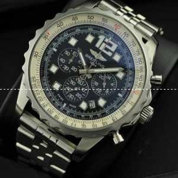 日本製クオーツVK 6針 ブライトリング★BREITLING メンズ腕時計 回転ベゼル 日付表示 夜光効果　ステンレス