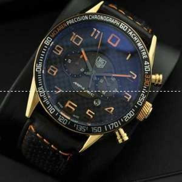 自動巻き 5針 タグホイヤー【TAG HEUER】 メンズ腕時計 日付表示 月付表示 レザー 43.10mm BLACK