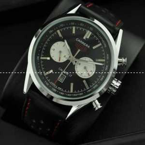 タグホイヤー【TAG HEUER】 自動巻き メンズ腕時計 日付表示 月付表示 42.80mm レザー シルバー