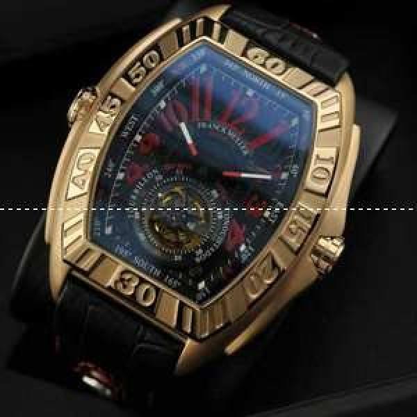 自動巻き 2針 Tourbillon トゥールビヨン FRANCK MULLER フランクミュラー メンズ腕時計 青文字盤 レザー