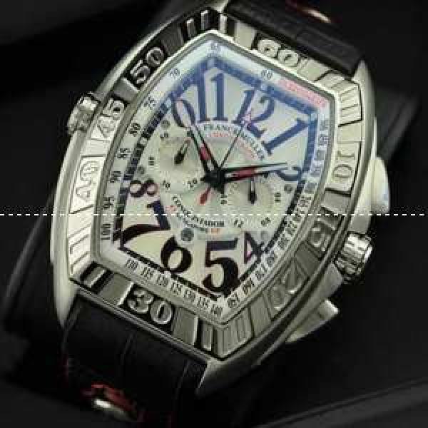 日本製クオーツ 5針 夜光効果 FRANCK MULLER  フランクミュラー メンズ腕時計 日付表示 シルバー