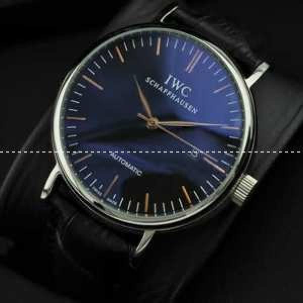自動巻き 3針クロノグラフ IWC クオーツ メンズ腕時計　日付表示 青文字盤 サファイヤクリスタル風防