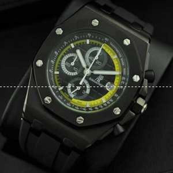日本製クオーツ Audemars Piguetオーデマピゲ 腕時計 6針クロノグラフ 日付表示  BLACK