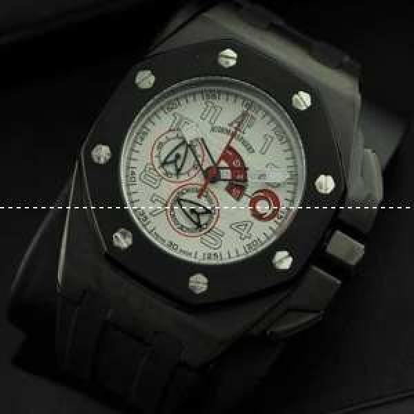 Audemars Piguetオーデマピゲ 腕時計 日本製クオーツ 5針クロノグラフ ラバー 日付表示 ブラック