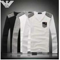 2026秋冬 首胸ロゴ ARMANI アルマーニ Vネック 長袖 Tシャツ 3色...