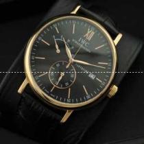 日本製クオーツ 5針クロノグラフ IWC クオーツ メンズ腕時計　日付表示 黒文...