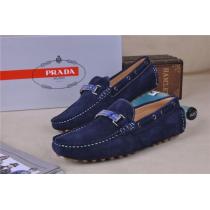 人気商品 2026-14秋冬新作 PRADA プラダ デッキシューズ スエード 靴 ネイビー