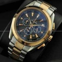 OMEGA オメガ 日本製クオーツ 6針クロノグラフ メンズ腕時計 日付表示 月付表示 ステンレス 43.15mm