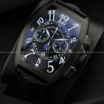 お買い物　FRANCK MULLER フランクミュラー メンズ腕時計  日付表示 BLACK レザー サファイヤクリスタル風防