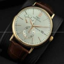 日本製クオーツ 5針クロノグラフ IWC クオーツ メンズ腕時計　日付表示 ホワイト文字盤 サファイヤクリスタル風防
