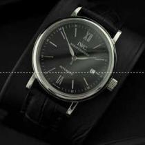 日本製クオーツ IWC クオーツ メンズ腕時計　3針クロノグラフ 黒文字盤　日付表示 夜光効果
