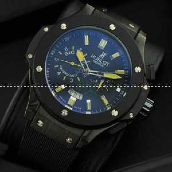 Hublotウブロ メンズ腕時計 自動巻き 5針クロノグラフ 日付表示 ラバー サファイヤクリスタル風防 ブラック