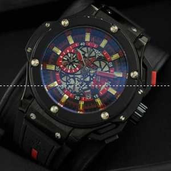 自動巻き Hublotウブロ メンズ腕時計  6針クロノグラフ 日付表示 ラバー 45.29mm サファイヤクリスタル風防
