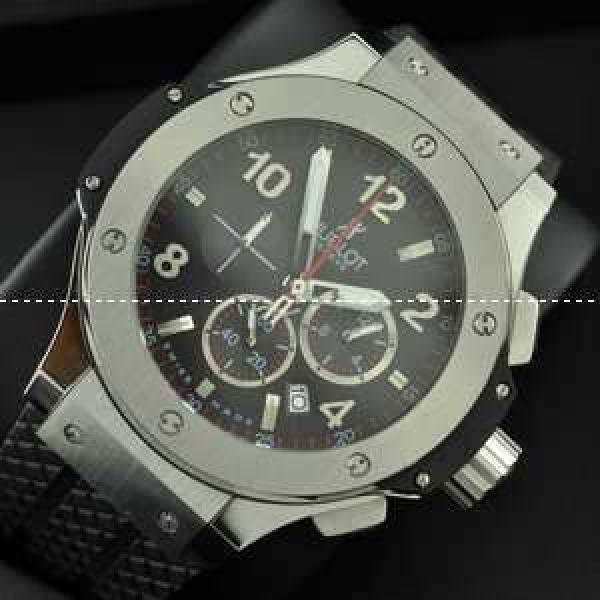 日本製クオーツ Hublotウブロ メンズ腕時計 6針クロノグラフ 日付表示 45MM
