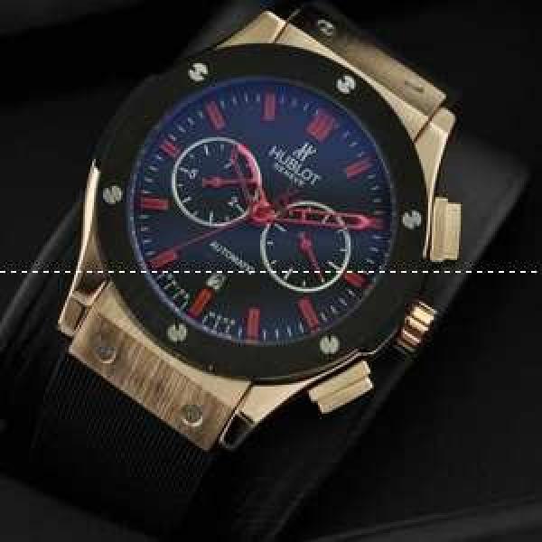 Hublotウブロ メンズ腕時計 自動巻き 5針クロノグラフ 日付表示 ラバー ゴールド サファイヤクリスタル風防