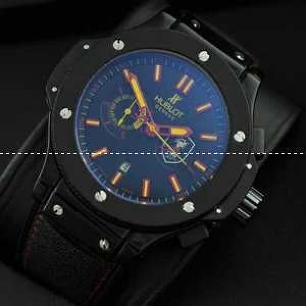 自動巻き Hublotウブロ メンズ腕時計  5針クロノグラフ日付表示 ラバー 46.08mm
