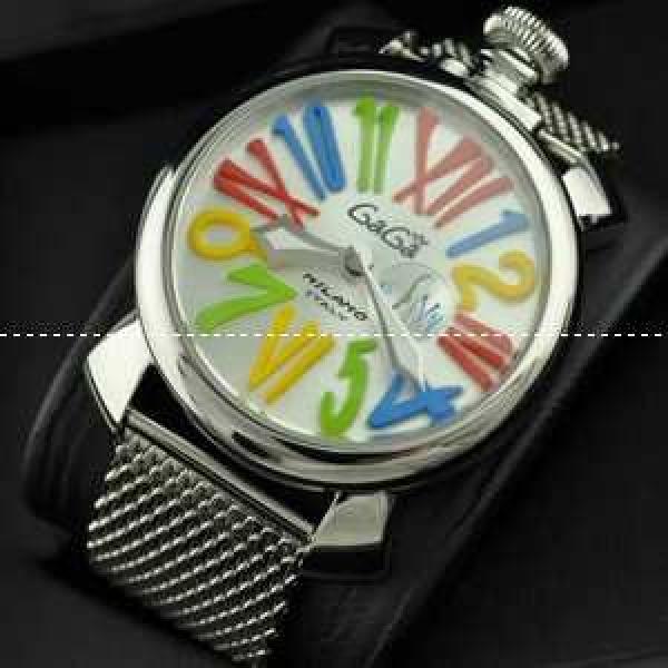 ガガミラノ腕時計 GaGaMILANO 男性用腕時計 日本製クオーツ マルチカラーインデックス ブラック