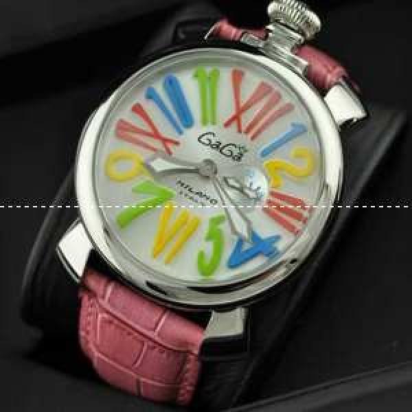 ガガミラノ腕時計 GaGaMILANO  マルチカラーインデックス ガガ ミラノ マヌアーレ クロノ 48 SS(PVD) レザー