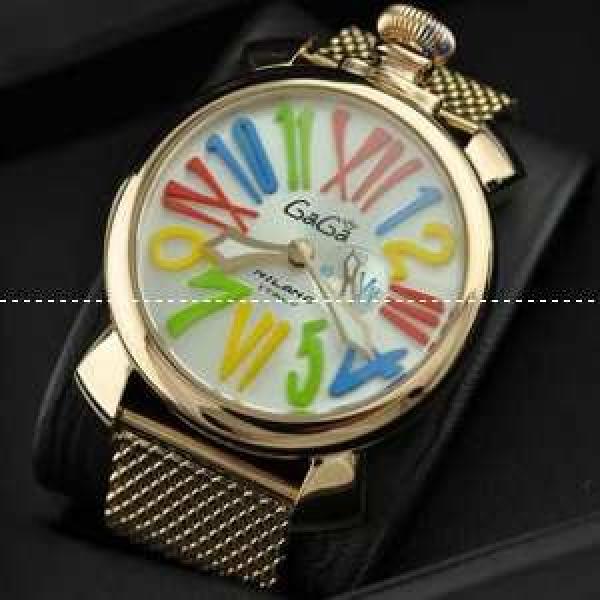 ガガミラノ腕時計 GaGaMILANO マヌアーレ クロノ 48 SS(PVD) マルチカラーインデックス