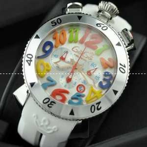 ガガミラノ腕時計 GaGaMILANO 日本製クオーツ　6針 クロノメーター搭載 ラバー マルチカラーインデッ クス デザイン