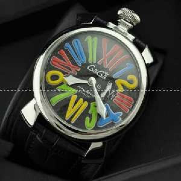 ガガミラノ腕時計 GaGaMILANO 日本製クオーツ サファイヤクリスタル風防 レザー マルチカラーインデックス 男性用腕時計