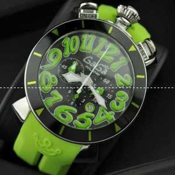 GaGaMILANO ガガミラノ腕時計 日本製クオーツ 6針 クロノグラフ/日付表示 グリーン インデックス