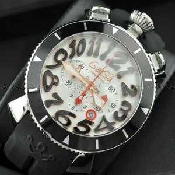 ガガ ミラノクロノ 48mm SS(PVD) ブラック文字盤/黒インデックス クォーツ ラバー