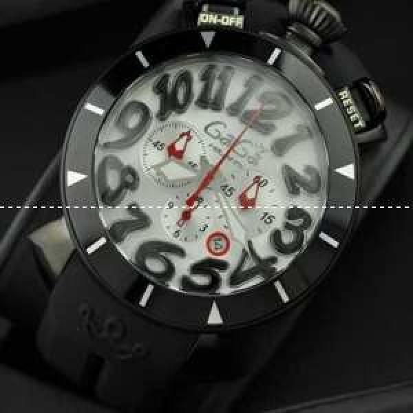 GaGaMILANO ガガミラノ腕時計 日本製クオーツ　6針 ブラック ベルト 日付表示