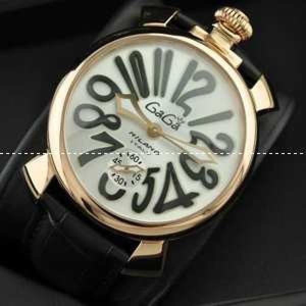 GaGaMILANO ガガミラノ腕時計 日本製クオーツ  ブラック インデックス 　ホワイト ケース