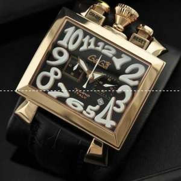 ガガミラノ腕時計 日本製クオーツ GaGaMILANO 夜光効果 日付表示 レザー