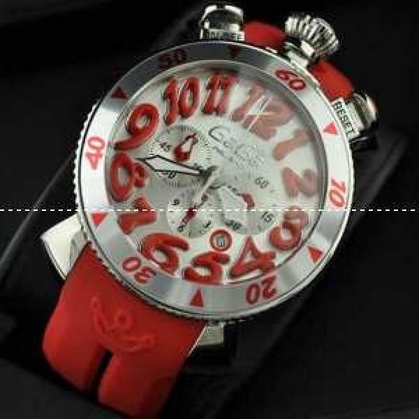 GaGaMILANO ガガミラノ腕時計 日本製クオーツ 6針 クロノグラフ/日付表示 レッド ケース インデックス