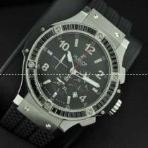 Hublotウブロ メンズ腕時計 日本製クオーツVK クロノグラフ 日付表示 サファイヤクリスタル風防 ダイヤベゼル ラバー