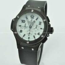 日本製クオーツ 6針クロノグラフ Hublotウブロ メンズ腕時計 日付表示 サファイヤクリスタル風防 44MM ラバー BLACK