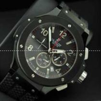 日本製クオーツ Hublotウブロ メンズ腕時計 6針クロノグラフ 日付表示 45MM ブラック
