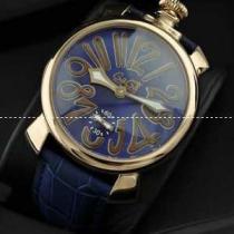 日本製クオーツ ガガミラノ腕時計 GaGaMILANO サファイヤクリスタル風防 ケース レザー