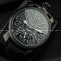 GaGaMILANO ガガミラノ腕時計 2針 機械式（手巻き）/夜光効果　ブラッ...