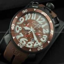 ガガ ミラノ 6054.5 クロノ 48mm SS(PVD) ブラウン文字盤/白インデックス クォーツ ラバー