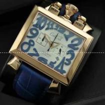 ガガミラノ腕時計 日本製クオーツ GaGaMILANO  サファイヤクリスタル風防  5針 クロノグラフ/日付表示/夜光効果 　ブルー